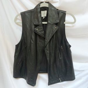 Silence + Noise Faux Leather Moto Vest, Black, S